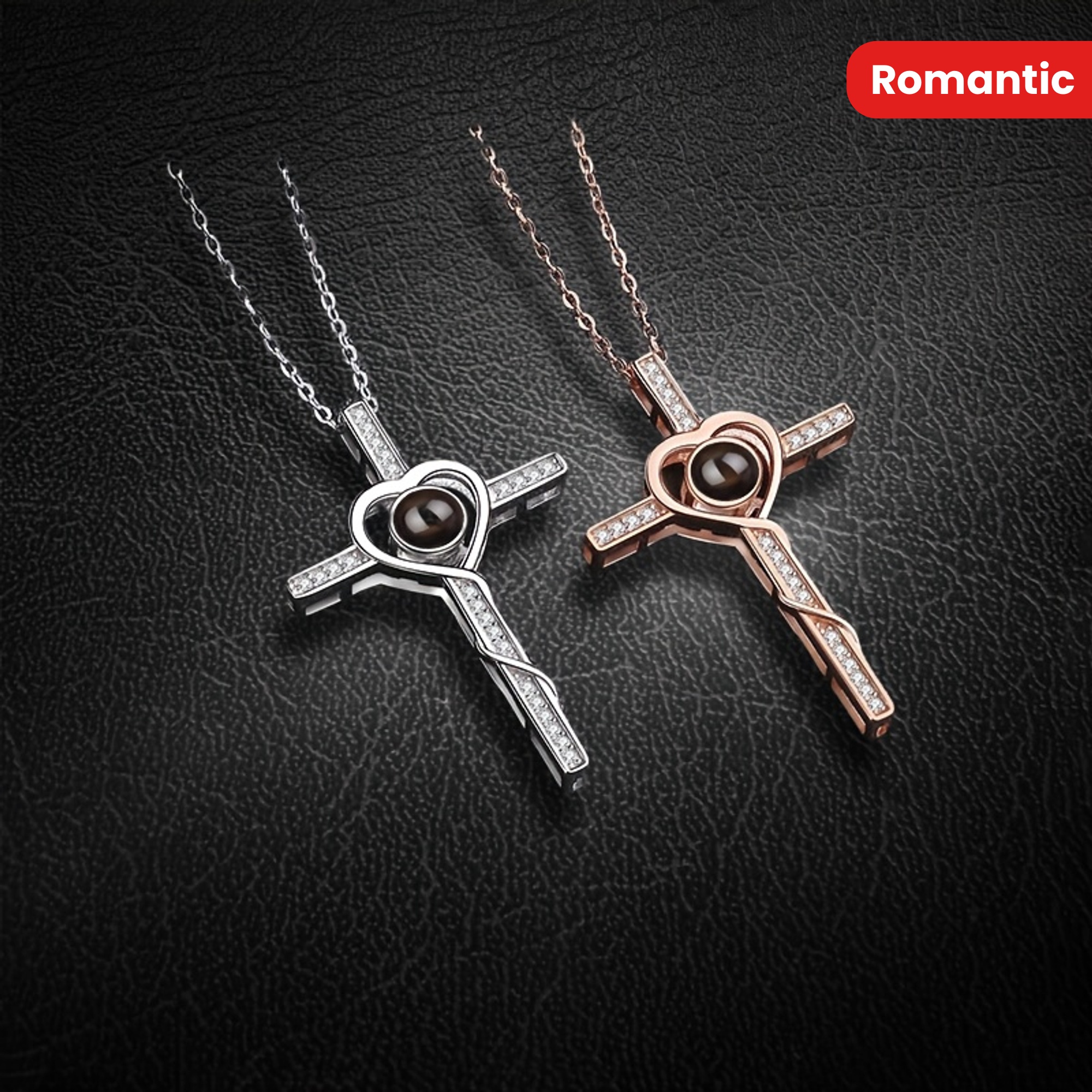 Customized Projection Copper Necklace Love Cross Pendant